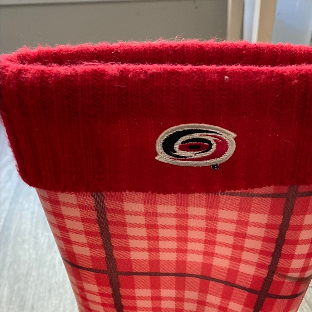 Carolina Hurricanes NHL Plaid Red White Black Snow Rain Winter Game Day Boots - Picture 8 of 8